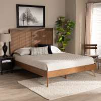 Baxton Studio Amira-Ash Walnut-Full Baxton Studio Amira Mid-Century Modern Transitional Ash Walnut Finished Wood Full Size Platform Bed